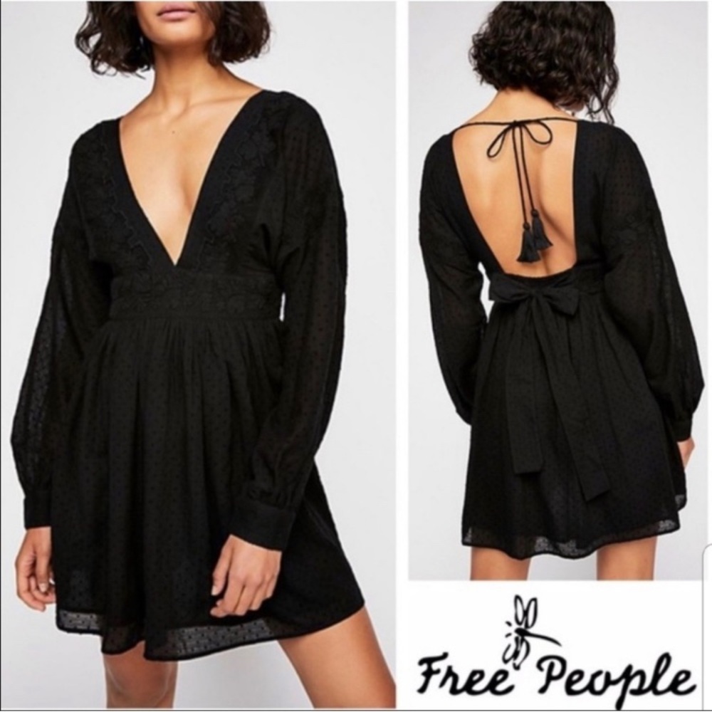 Free People Sugarpie Mini Black Dress
